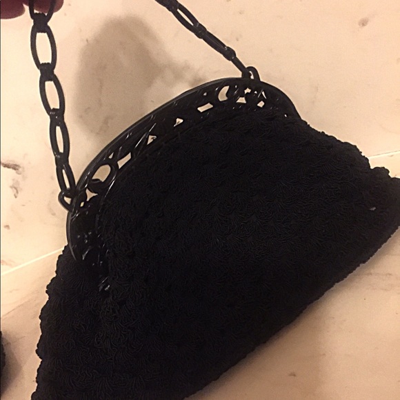 1950s Unique Vintage Black Crochet Clutch Bag♥️ - Picture 3 of 8